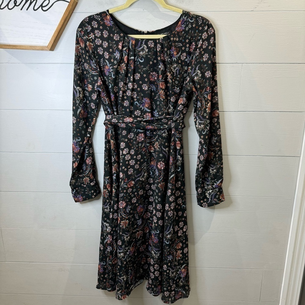 Pietro Brunelli Milano | Long Sleeve Multicolored Floral Midi Dress Size Medium